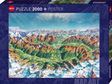Alpine Mountain World - Map Art | Cormar, HC Berann | Heye | 2000 Pieces | Jigsaw Puzzle - Puzzles +