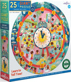Around The Clock | Eeboo | 25 XXL Pieces | Round Jigsaw Puzzle - Puzzles +