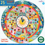 Around The Clock | Eeboo | 25 XXL Pieces | Round Jigsaw Puzzle - Puzzles +