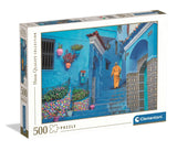 Blue Street Of Chefchaouen | Clementoni | 500 Pieces | Jigsaw Puzzle - Puzzles +