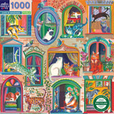 Cats In Windows - Asta Barrington | Eeboo | 1000 Pieces | Jigsaw Puzzle - Puzzles +