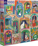 Cats In Windows - Asta Barrington | Eeboo | 1000 Pieces | Jigsaw Puzzle - Puzzles +