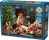Christmas Puppies - Robert Giordano | Cobble Hill | 500 Pieces | Jigsaw Puzzle - Puzzles +