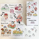 Flowers Cats | Botop Blackcard | 300 Pieces | Jigsaw Puzzle - Puzzles +