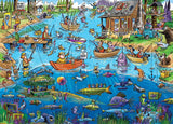 Gone Fishing | Doodletown | Cobble Hill | 1000 Pieces | Jigsaw Puzzle - Puzzles +