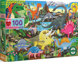 Land Of Dinosaurs | Eeboo | 100 Pieces | Jigsaw Puzzle - Puzzles +
