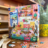 Pink Kitchen - Maria Over | Eeboo | 1000 Pieces | Jigsaw Puzzle - Puzzles +