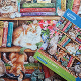 Puss Back In Books - Debbie Cook | Gibsons | 500 XL Pieces | Jigsaw Puzzle - Puzzles +