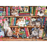 Puss Back In Books - Debbie Cook | Gibsons | 500 XL Pieces | Jigsaw Puzzle - Puzzles +