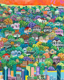 Saffron Sunset Over Brisbane | Debra Hood Art | 1000 Pieces | Jigsaw Puzzle - Puzzles +
