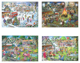 Seasons on the Green | House Of Puzzles | 4 X 500 Pieces | Jigsaw Puzzle - Puzzles +