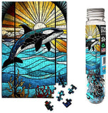 Stained Glass Orca - Marine Life | Micro Puzzles | 150 Pieces | Micro Jigsaw Puzzle - Puzzles +