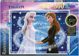 The Sisters Anna And Elsa | Stare Line | Ravensburger | 500 Pieces | Jigsaw Puzzle | Glow In The Dark - Puzzles +
