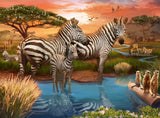 Zebras At Waterhole | Ravensburger | 500 Pieces | Jigsaw Puzzle - Puzzles +