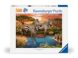 Zebras At Waterhole | Ravensburger | 500 Pieces | Jigsaw Puzzle - Puzzles +