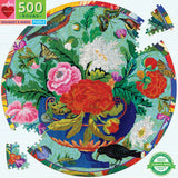 Bouquet & Birds - Fumiha Tanaka | Eeboo | 500 Pieces | Round Jigsaw Puzzle - Puzzles +