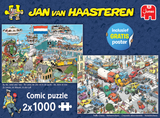 By Air Land And Sea & Traffic Chaos | Jan Van Haasteren | Jumbo | 2 X 1000 Pieces | Jigsaw Puzzle - Puzzles +