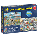 By Air Land And Sea & Traffic Chaos | Jan Van Haasteren | Jumbo | 2 X 1000 Pieces | Jigsaw Puzzle - Puzzles +