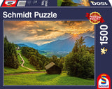 Sunset Over The Mountain Village Of Wamberg | Schmidt | 1500 Pieces | Jigsaw Puzzle - Puzzles +