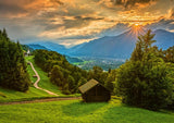 Sunset Over The Mountain Village Of Wamberg | Schmidt | 1500 Pieces | Jigsaw Puzzle - Puzzles +