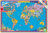 World Map - Saxton Freymann | Eeboo | 100 Pieces | Jigsaw Puzzle - Puzzles +